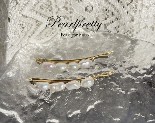 Copy of Vintage baroque pearl hair pins, a set of 2 minimalist barrette with curvy hairpins