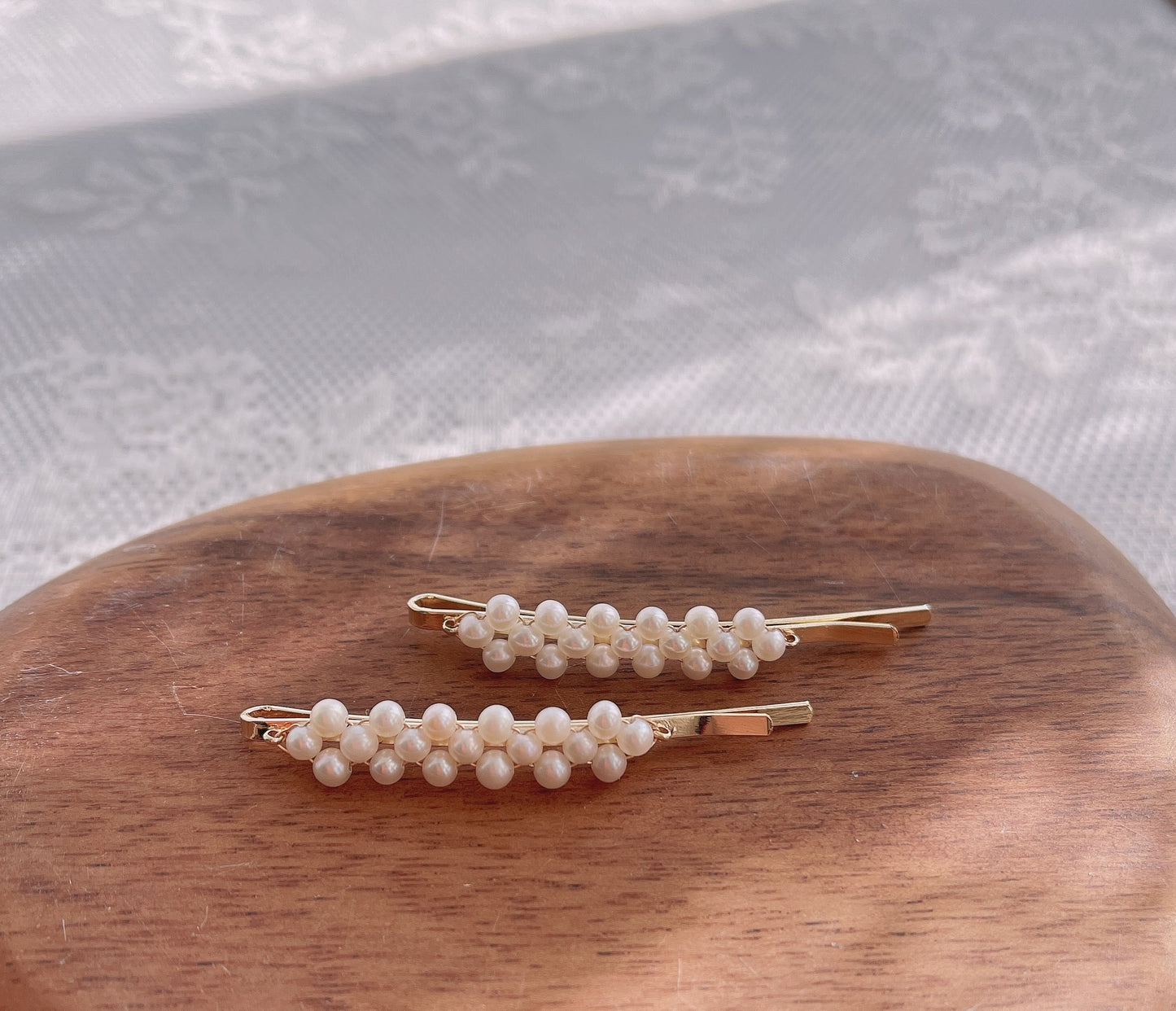 Freshwater Pearl Vintage Hair Clips, Prealpretty pearl minimalist barrette