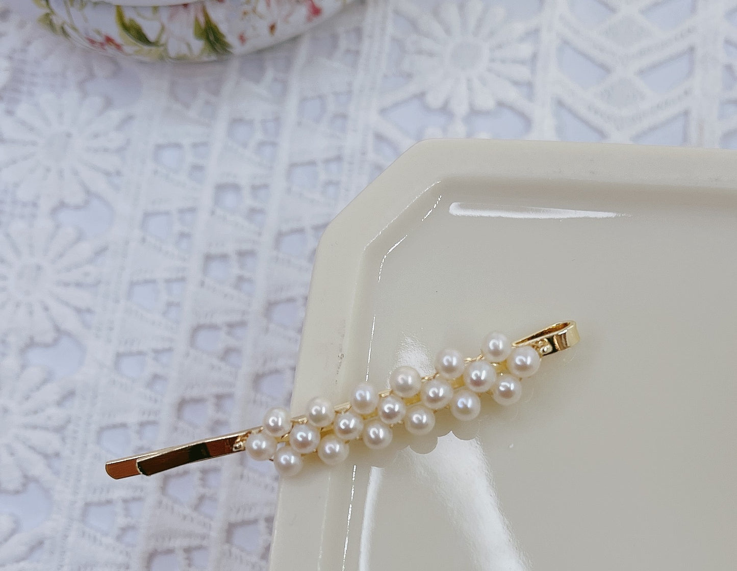 Freshwater Pearl Vintage Hair Clips, Prealpretty pearl minimalist barrette