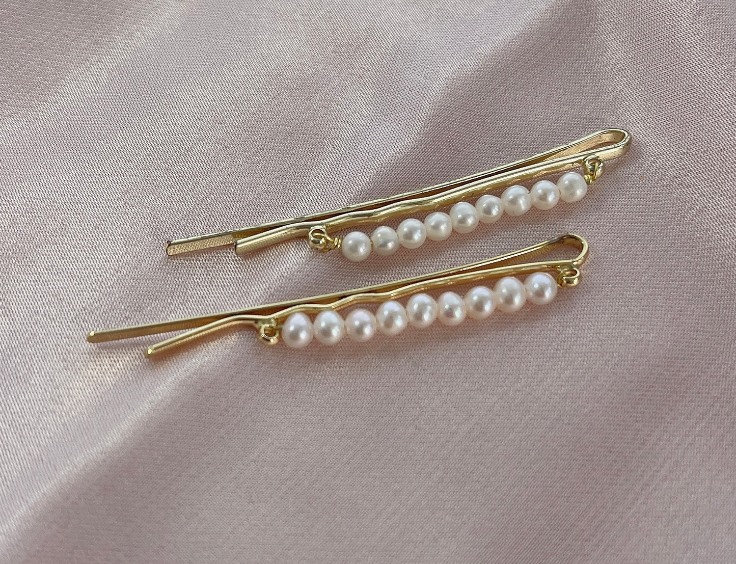 freshwater pearl hair cllips, small round pearls with straight hairpin