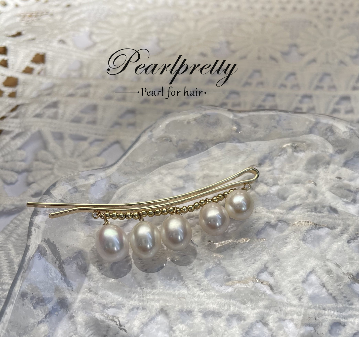 Vintage baroque pearl hair pins, with 5 dangling oval freshwater pearls,curvy hairpin